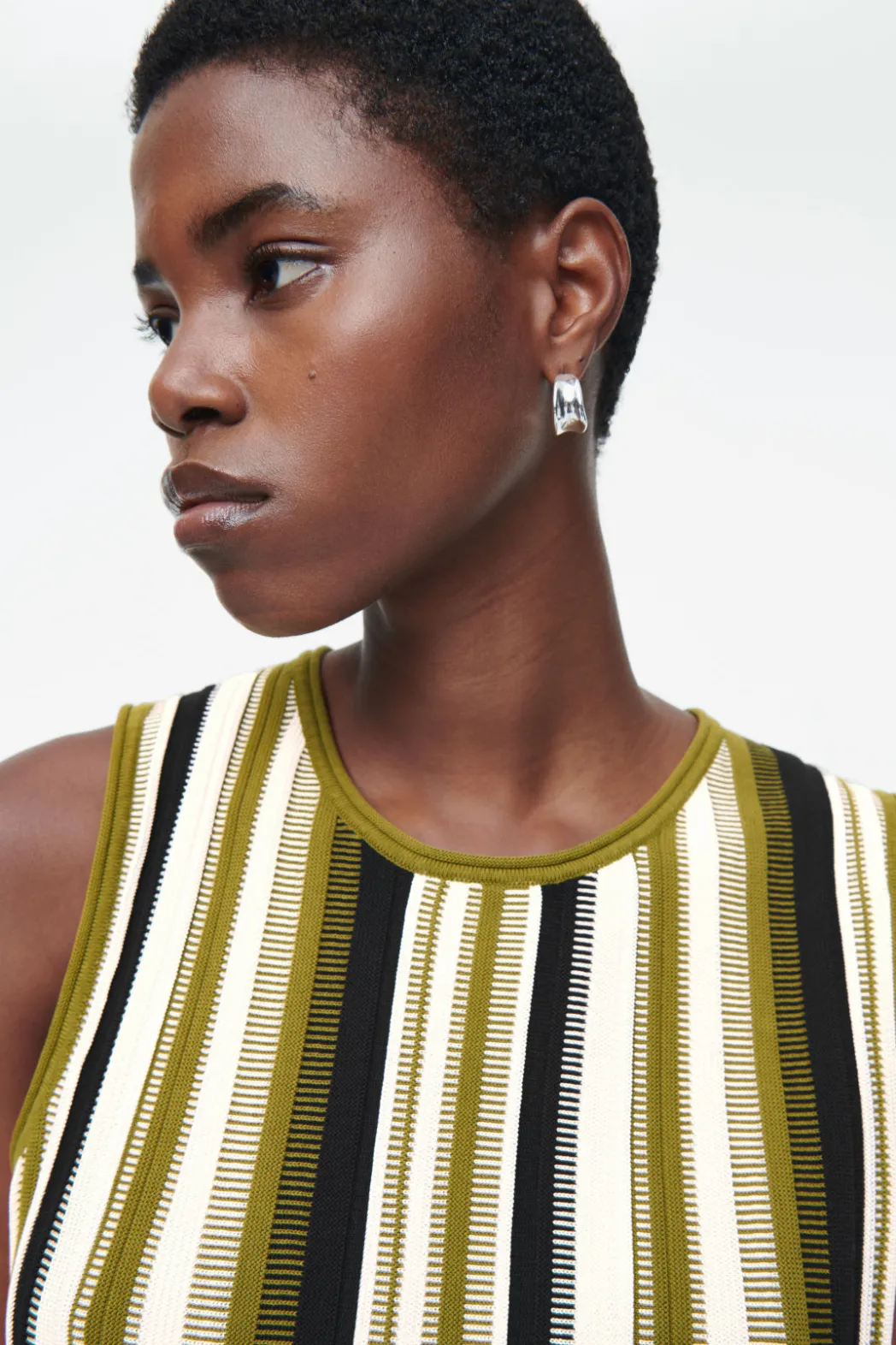 Hot COS STRIPED KNITTED TANK TOP GREEN / STRIPED