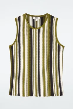 Hot COS STRIPED KNITTED TANK TOP GREEN / STRIPED