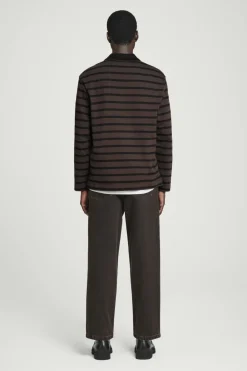 Clearance COS STRIPED LONG-SLEEVED POLO SHIRT BROWN / BLACK