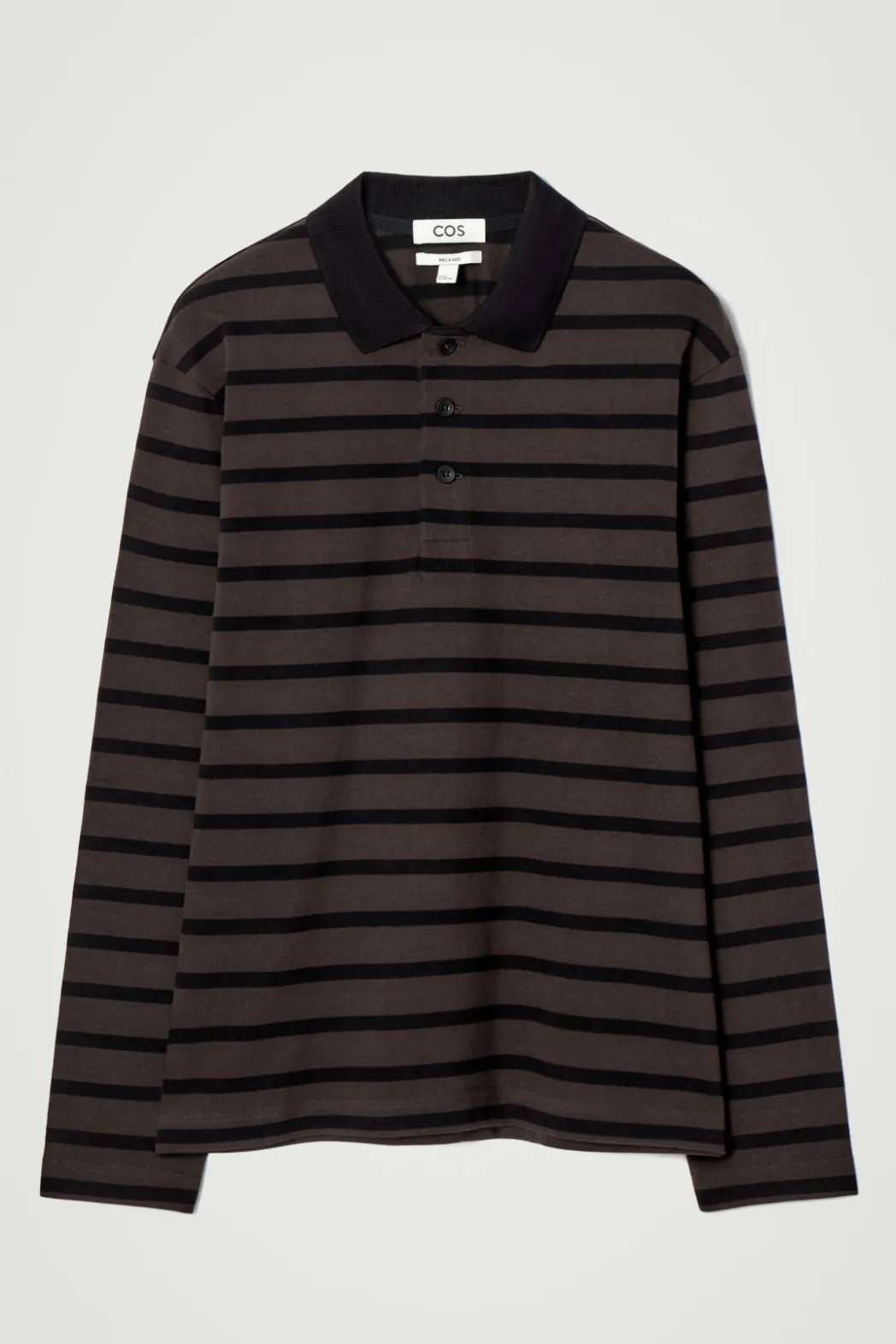 Clearance COS STRIPED LONG-SLEEVED POLO SHIRT BROWN / BLACK