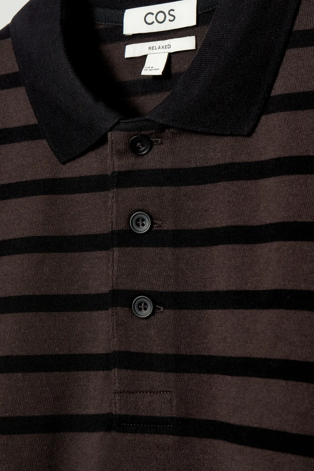 Clearance COS STRIPED LONG-SLEEVED POLO SHIRT BROWN / BLACK