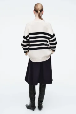 Best COS STRIPED MERINO WOOL SWEATER ECRU / STRIPED