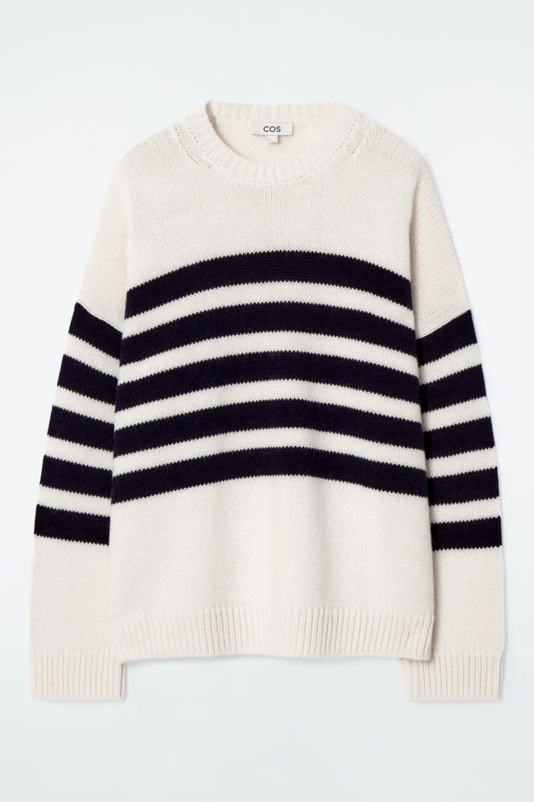 Best COS STRIPED MERINO WOOL SWEATER ECRU / STRIPED