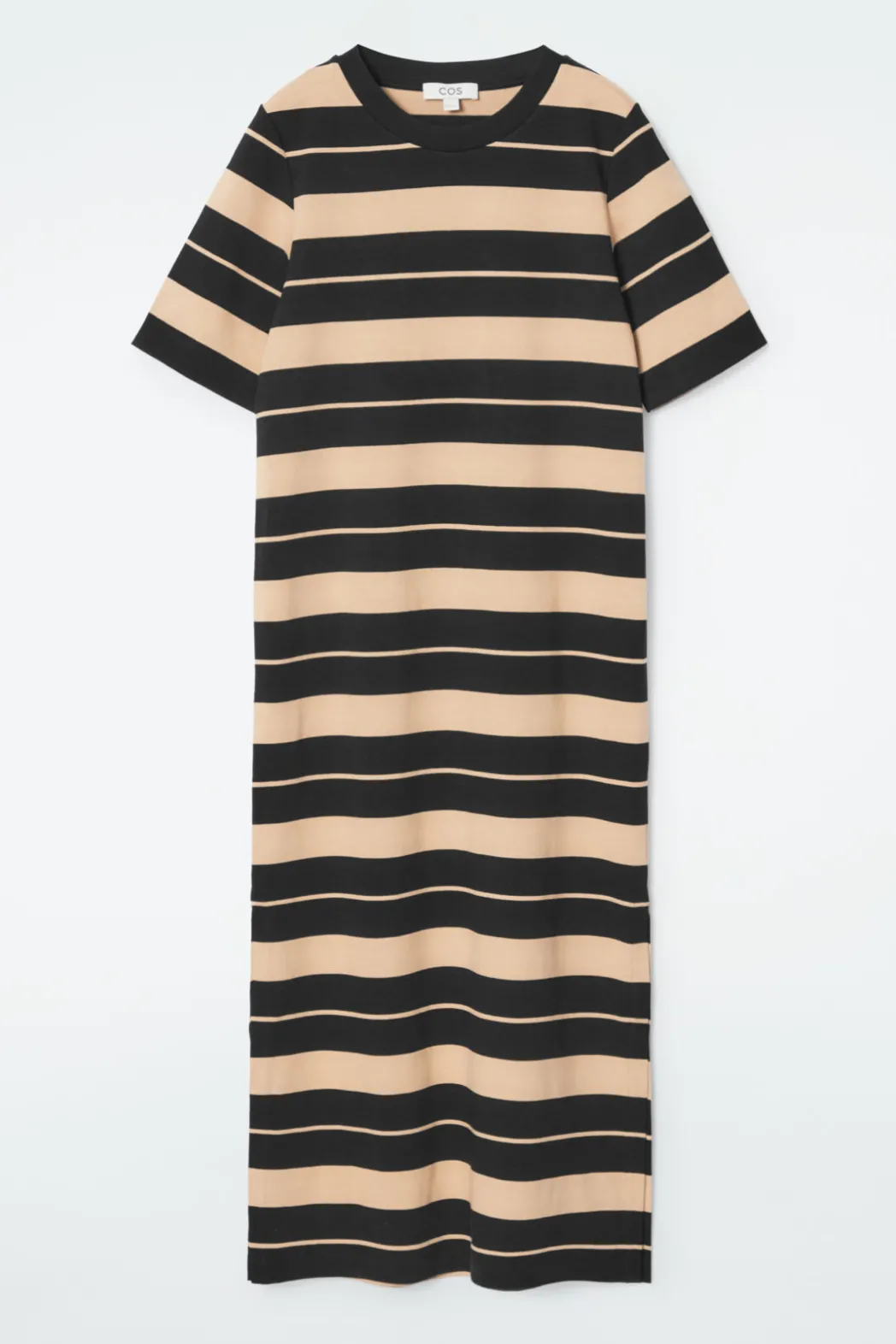 Best COS STRIPED MIDI T-SHIRT DRESS BEIGE / STRIPED