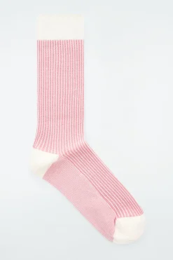 Online COS STRIPED RIBBED-KNIT SOCKS LIGHT PINK / STRIPED