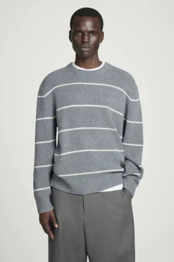 Hot COS STRIPED WOOL AND YAK-BLEND SWEATER GRAY / STRIPED