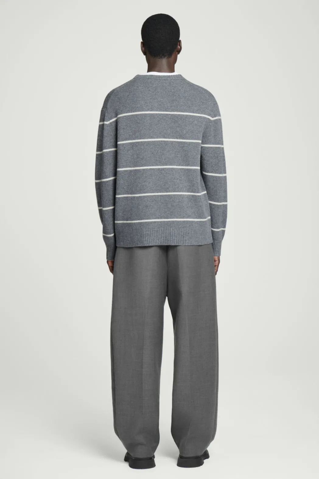 Hot COS STRIPED WOOL AND YAK-BLEND SWEATER GRAY / STRIPED