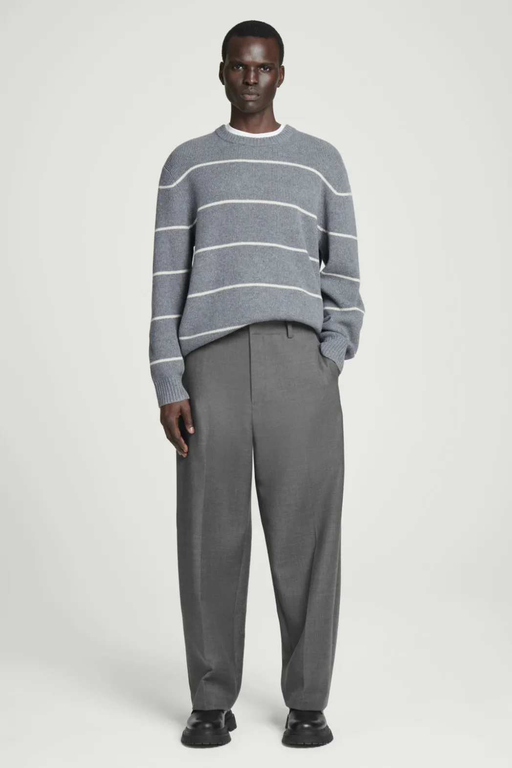 Hot COS STRIPED WOOL AND YAK-BLEND SWEATER GRAY / STRIPED
