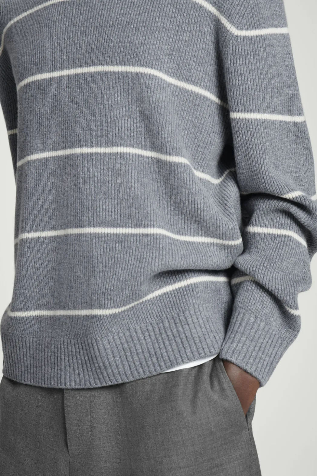 Hot COS STRIPED WOOL AND YAK-BLEND SWEATER GRAY / STRIPED