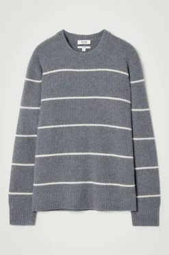 Hot COS STRIPED WOOL AND YAK-BLEND SWEATER GRAY / STRIPED