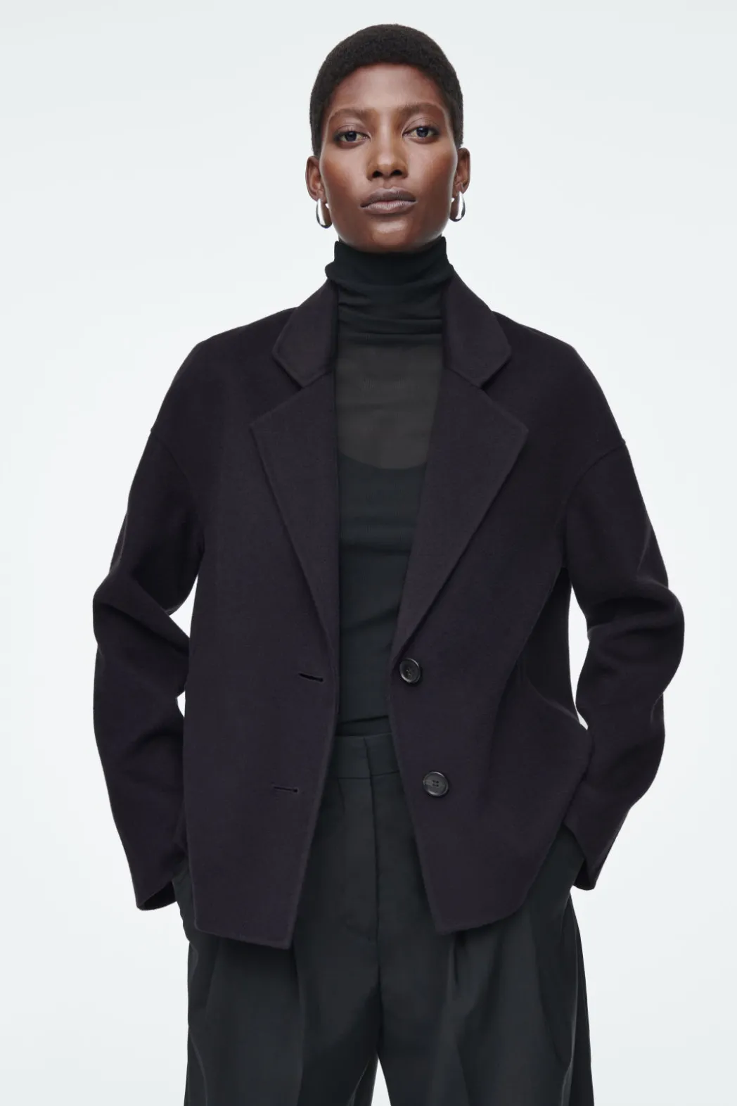 COS TAILORED DOUBLE-FACED WOOL JACKET NAVY
