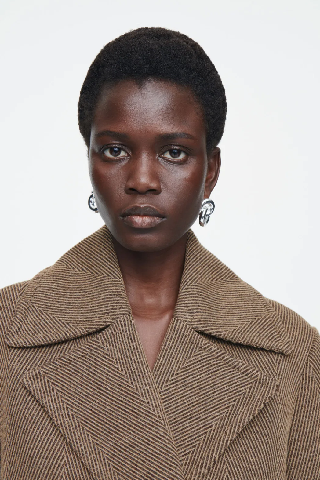 Best COS TAILORED HERRINGBONE WOOL COAT BROWN