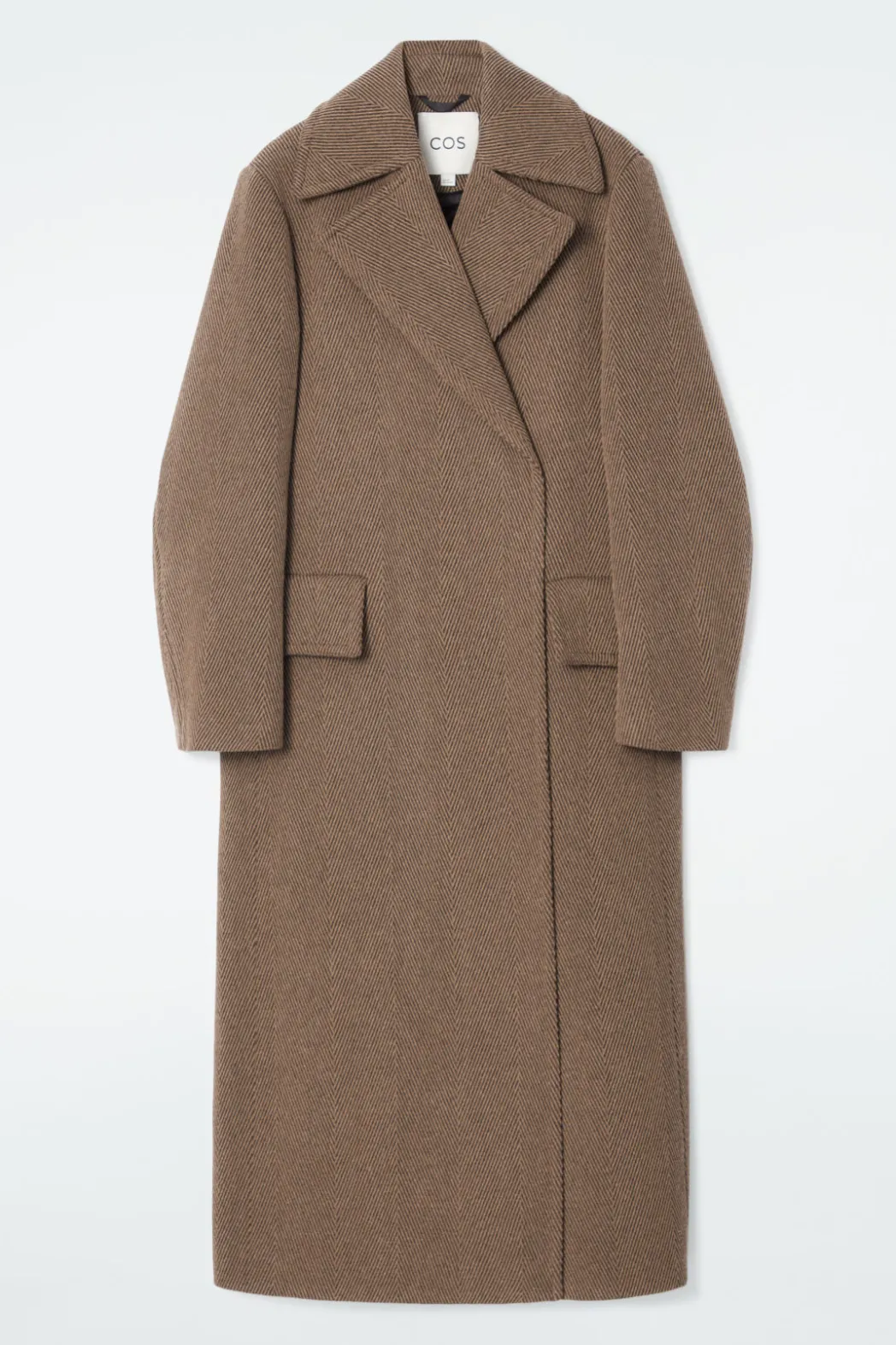 Best COS TAILORED HERRINGBONE WOOL COAT BROWN