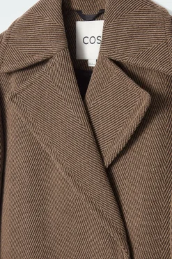 Best COS TAILORED HERRINGBONE WOOL COAT BROWN