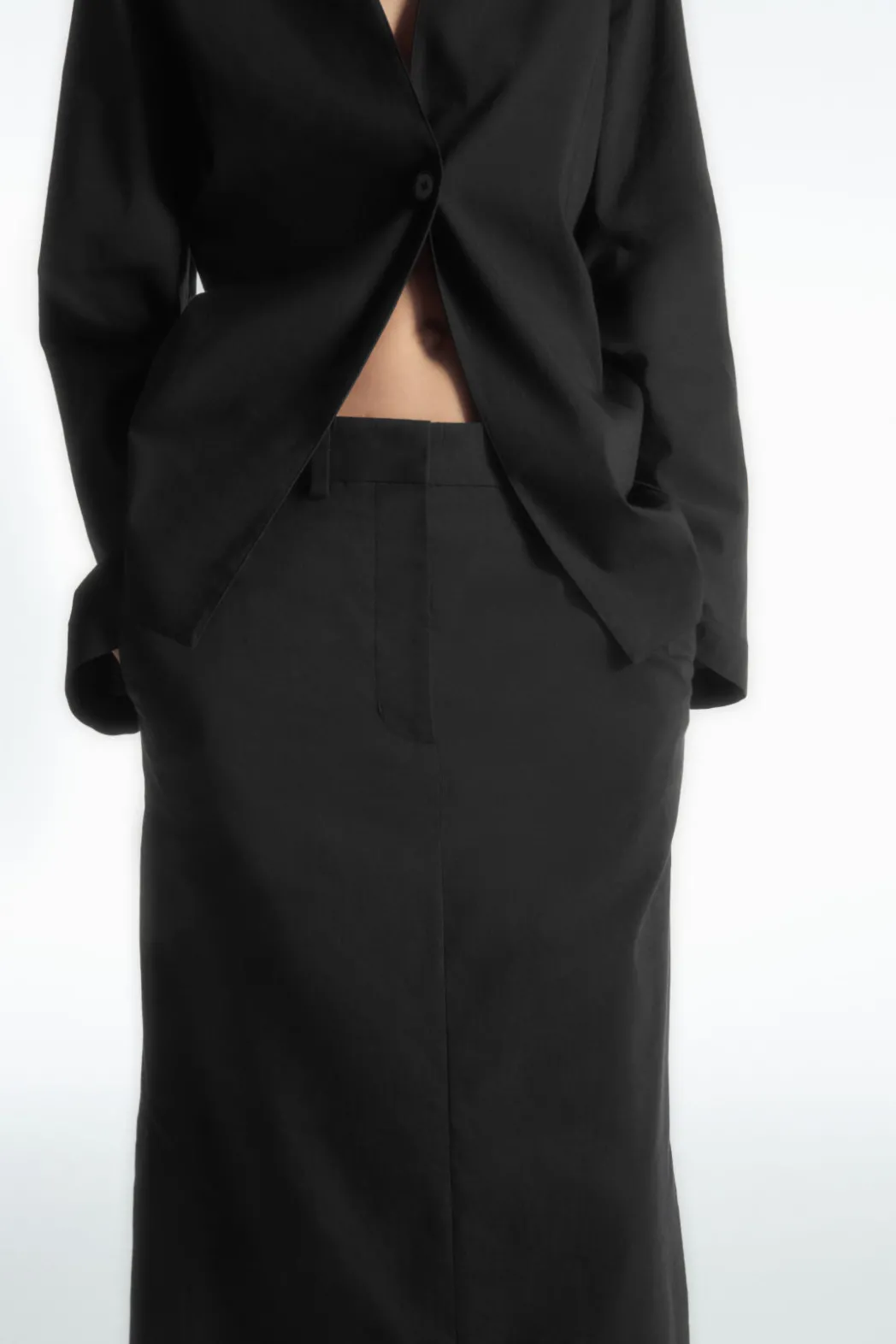 Clearance COS TAILORED LINEN-BLEND MAXI SKIRT BLACK