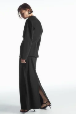 Clearance COS TAILORED LINEN-BLEND MAXI SKIRT BLACK