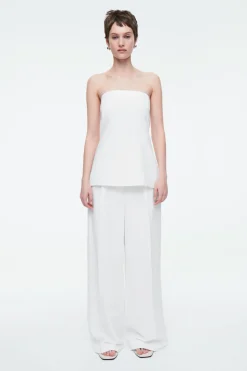 Sale COS TAILORED LINEN-BLEND PANTS WHITE