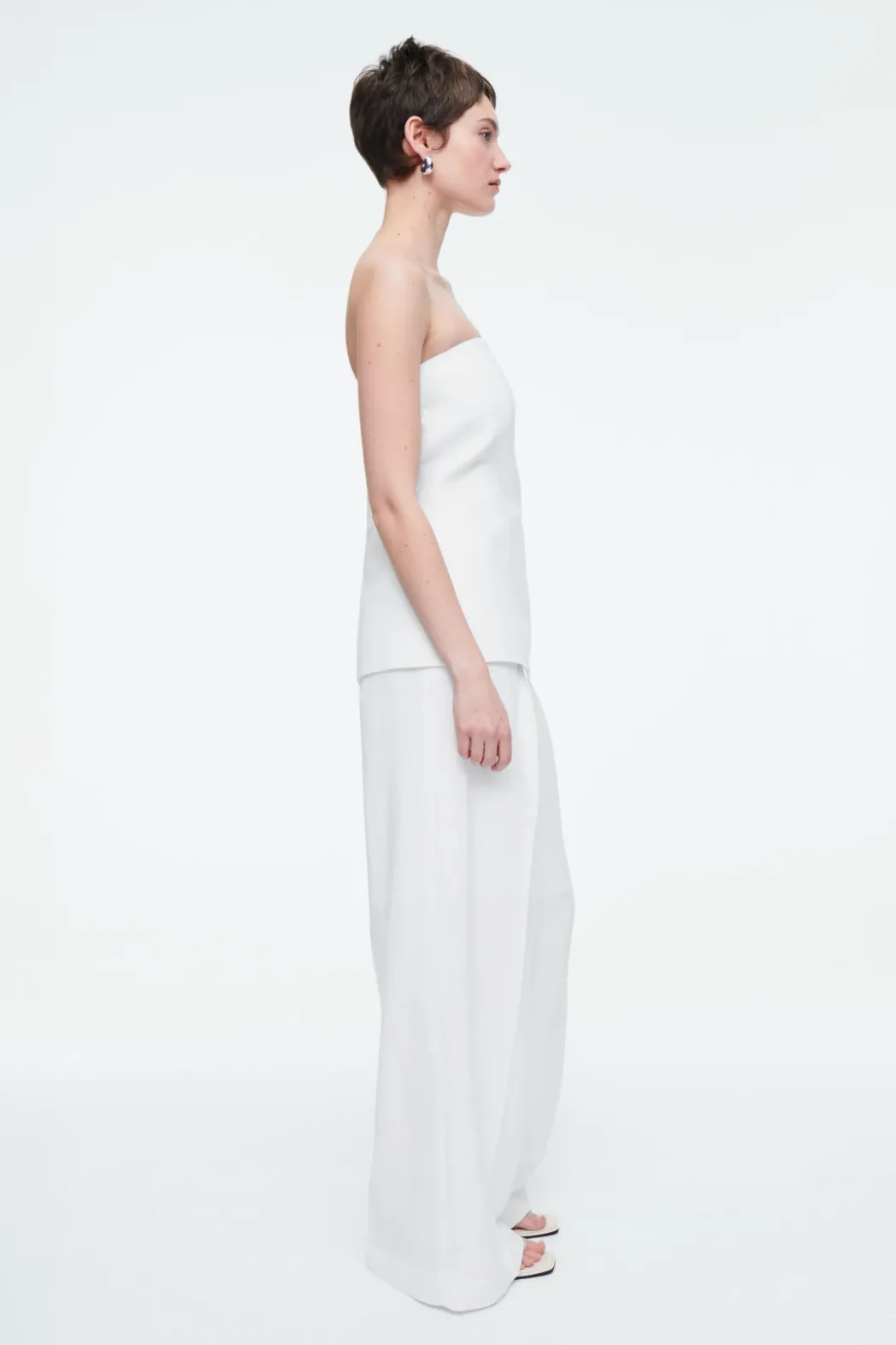 Sale COS TAILORED LINEN-BLEND PANTS WHITE