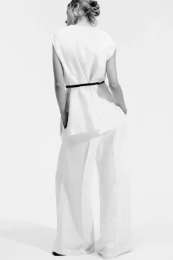 Sale COS TAILORED LINEN-BLEND PANTS WHITE