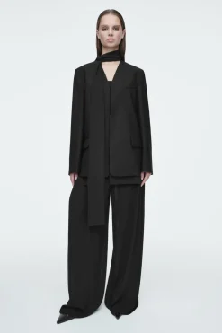 COS TAILORED WOOL WIDE-LEG PANTS BLACK