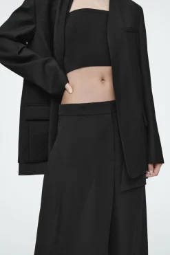 COS TAILORED WOOL WIDE-LEG PANTS BLACK