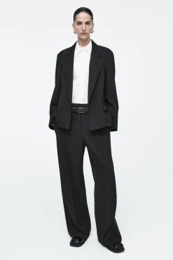 Outlet COS TAILORED WOOL-BLEND TWILL PANTS BLACK