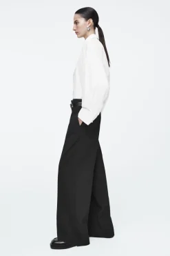 Outlet COS TAILORED WOOL-BLEND TWILL PANTS BLACK