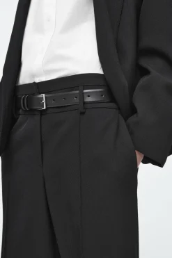 Outlet COS TAILORED WOOL-BLEND TWILL PANTS BLACK