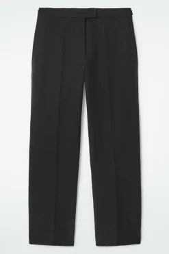 New COS TAPERED COTTON PANTS BLACK
