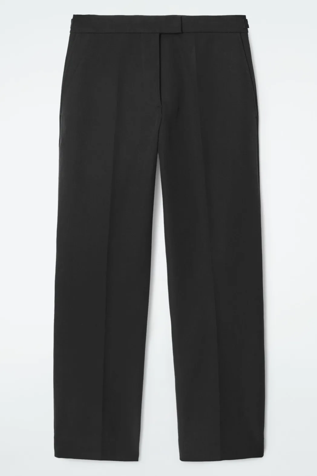 New COS TAPERED COTTON PANTS BLACK