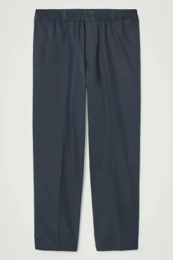 Outlet COS TAPERED ELASTICATED PANTS NAVY