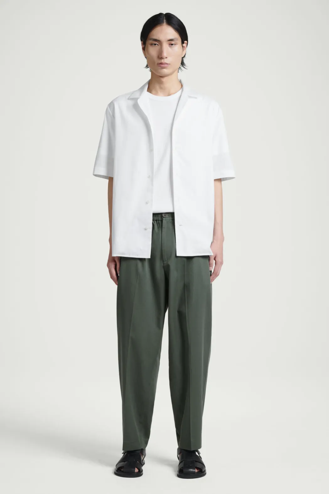 COS TAPERED ELASTICATED PANTS GREEN