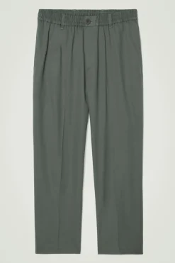 COS TAPERED ELASTICATED PANTS GREEN