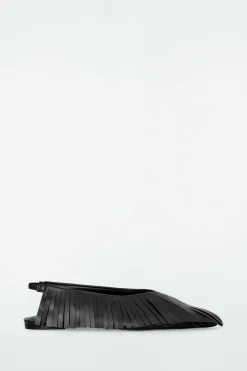 Sale COS TASSELED LEATHER SLINGBACK BALLET FLATS BLACK