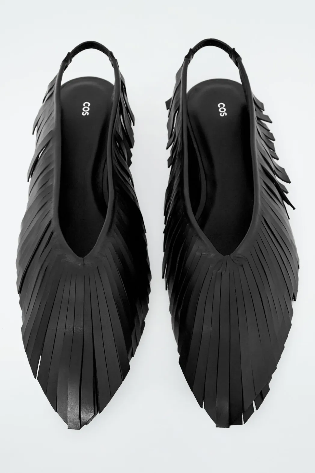 Sale COS TASSELED LEATHER SLINGBACK BALLET FLATS BLACK