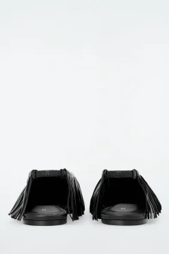 Sale COS TASSELED LEATHER SLINGBACK BALLET FLATS BLACK