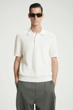 Outlet COS TEXTURED KNITTED POLO SHIRT WHITE