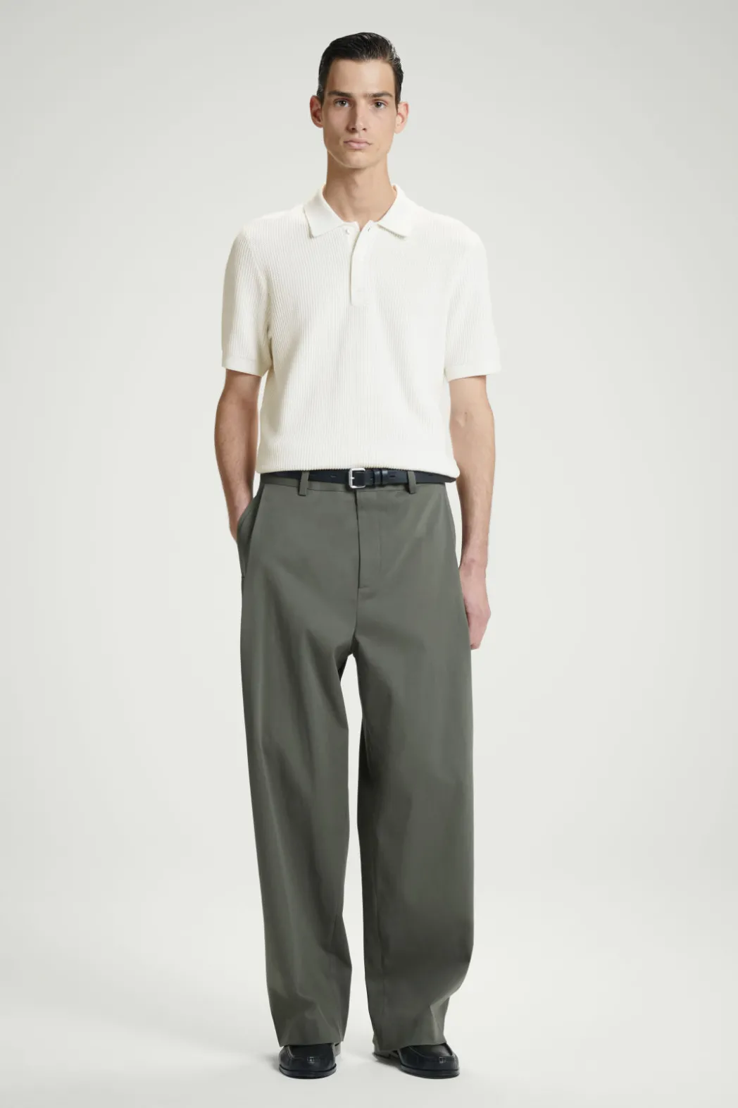 Outlet COS TEXTURED KNITTED POLO SHIRT WHITE