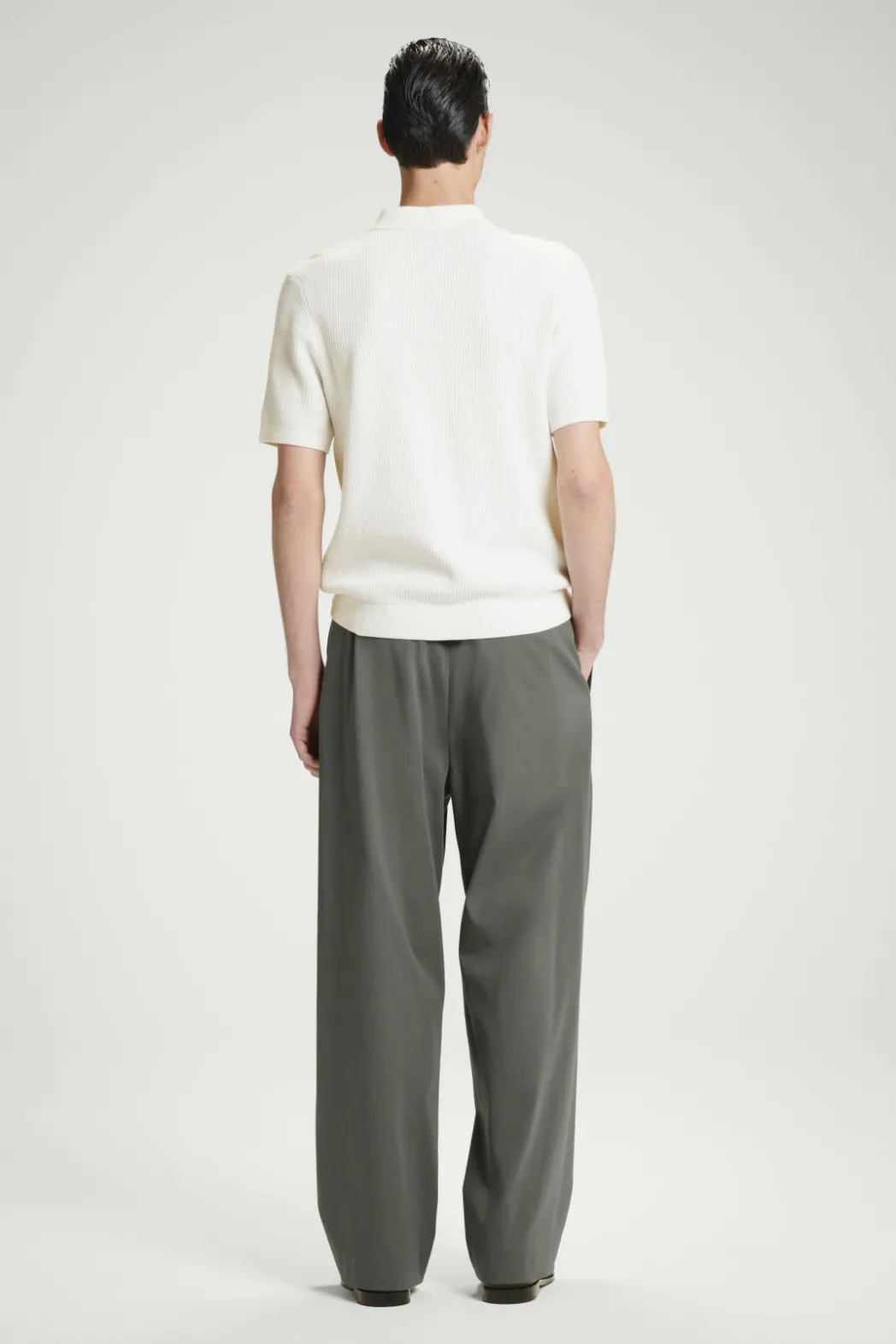 Outlet COS TEXTURED KNITTED POLO SHIRT WHITE