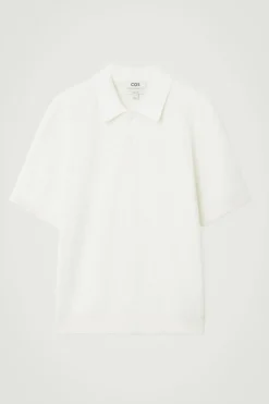 Outlet COS TEXTURED KNITTED POLO SHIRT WHITE