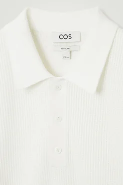 Outlet COS TEXTURED KNITTED POLO SHIRT WHITE