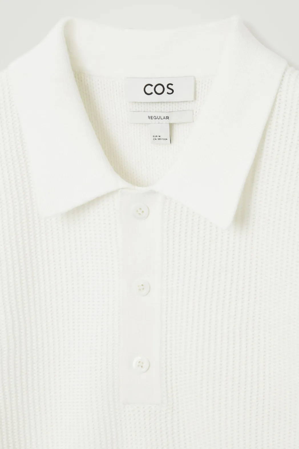 Outlet COS TEXTURED KNITTED POLO SHIRT WHITE