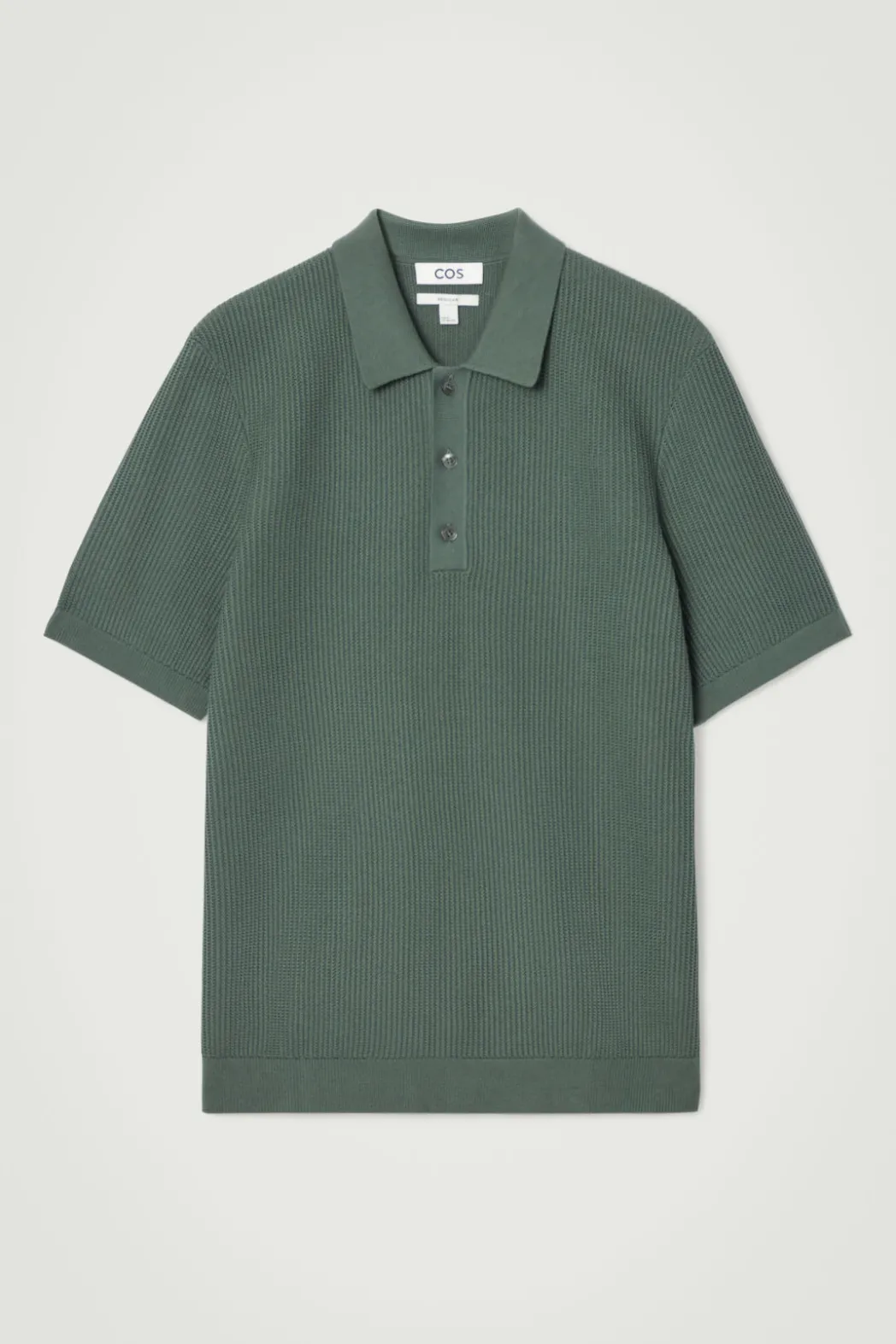 Online COS TEXTURED KNITTED POLO SHIRT GREEN