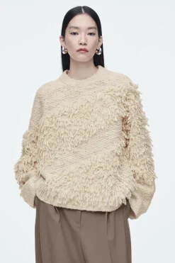 New COS TEXTURED LOOP-KNIT WOOL JUMPER ECRU