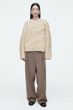 New COS TEXTURED LOOP-KNIT WOOL JUMPER ECRU