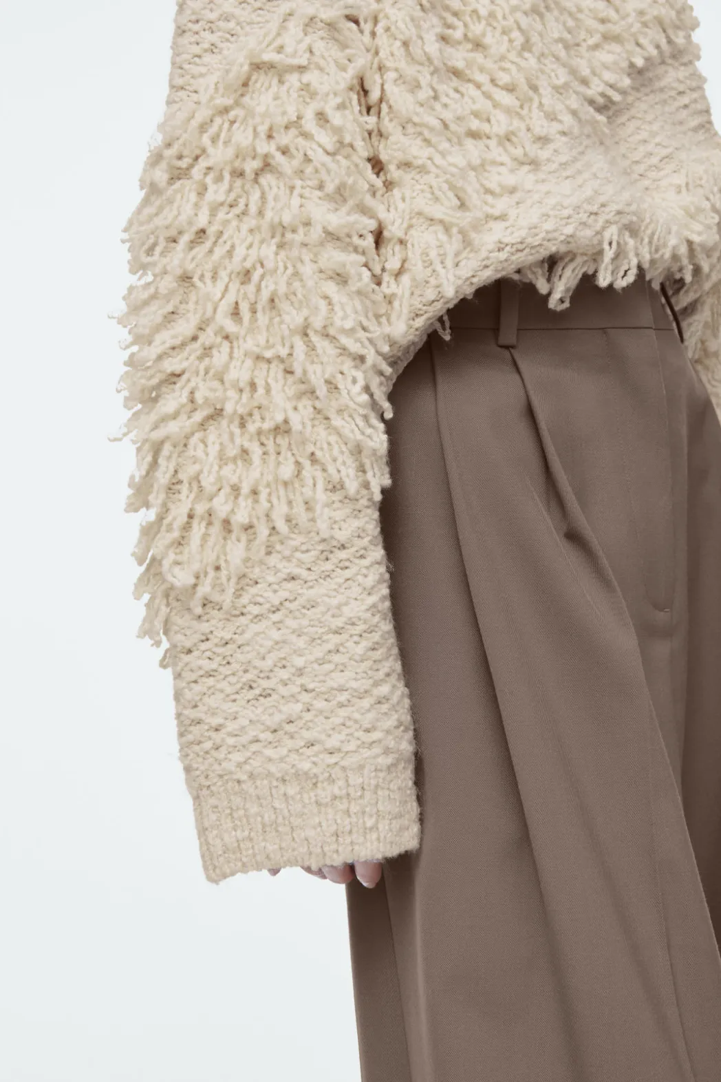 New COS TEXTURED LOOP-KNIT WOOL JUMPER ECRU