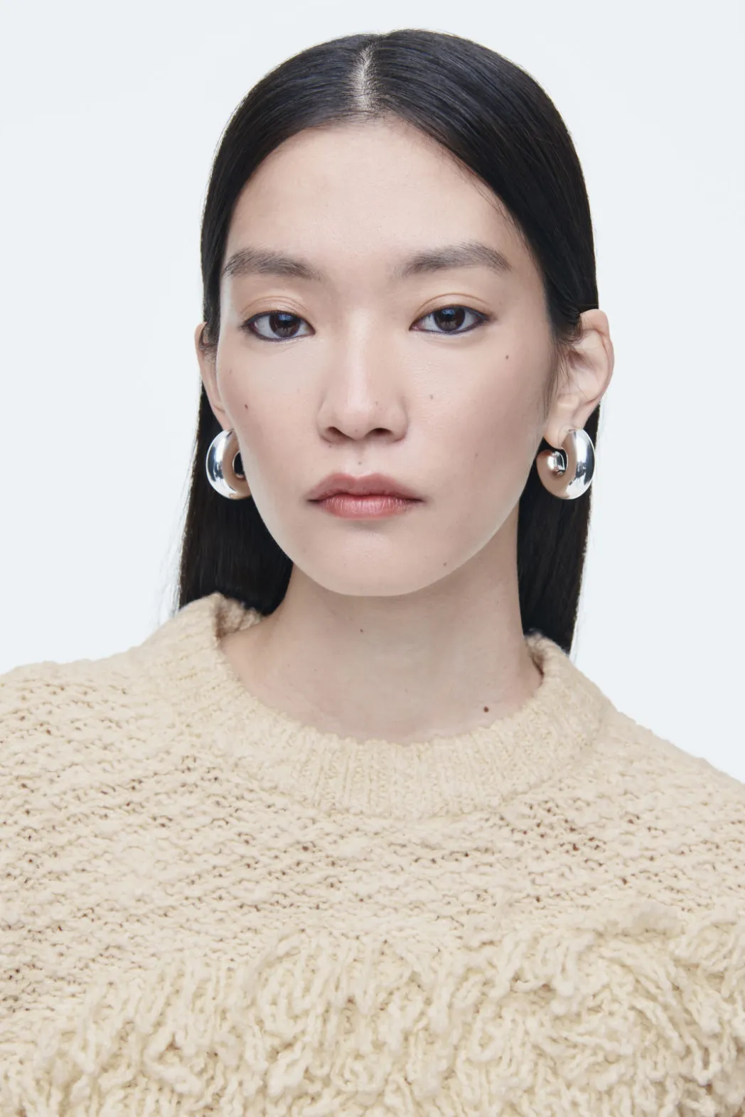 New COS TEXTURED LOOP-KNIT WOOL JUMPER ECRU