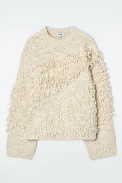 New COS TEXTURED LOOP-KNIT WOOL JUMPER ECRU