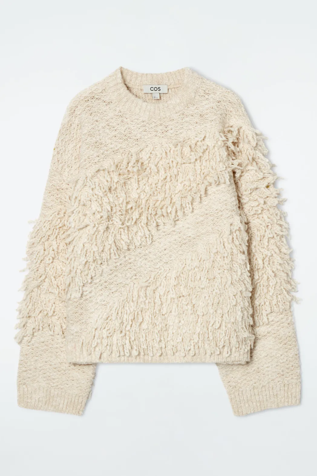 New COS TEXTURED LOOP-KNIT WOOL JUMPER ECRU