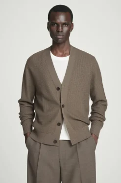 Online COS TEXTURED MERINO WOOL CARDIGAN MOLE